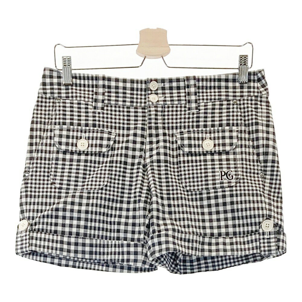 PEARLY GATES パーリーゲイツ ショートパンツ チェック柄 ブラック系 2 【中古】ゴルフウェア レディース