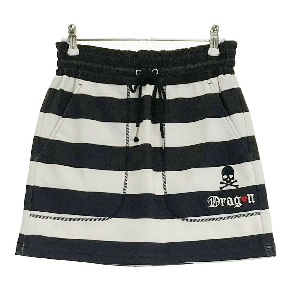 DANCE WITH DRAGON ダンスウィズドラゴン スカート ボーダー柄 ブラック系 2 【中古】ゴルフウェア レディース