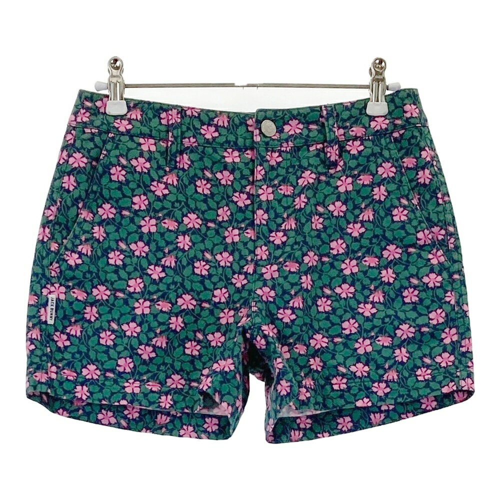 JACK BUNNY ジャックバニー ; ショートパンツ 花柄 グリーン系 0 【中古】ゴルフウェア レディース