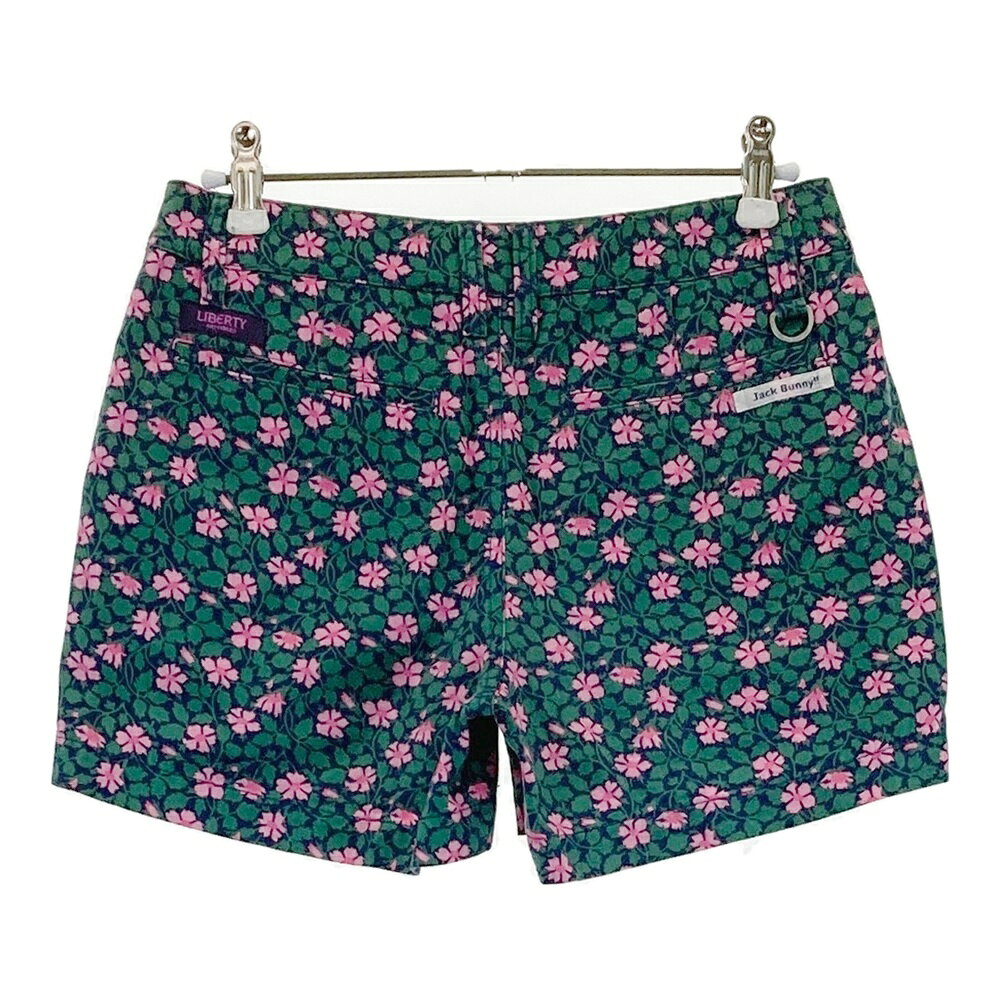 JACK BUNNY ジャックバニー ; ショートパンツ 花柄 グリーン系 0 【中古】ゴルフウェア レディース