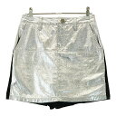 DANCE WITH DRAGON ダンスウィズドラゴン キュロットスカート フェイクレザー切替 シルバー系 1 【中古】ゴルフウェア レディース