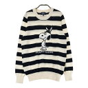 PEARLY GATES パーリーゲイツ PEANUTS ニットセーター スヌーピー ボーダー柄 ホワイト系 1 【中古】ゴルフウェア レディース