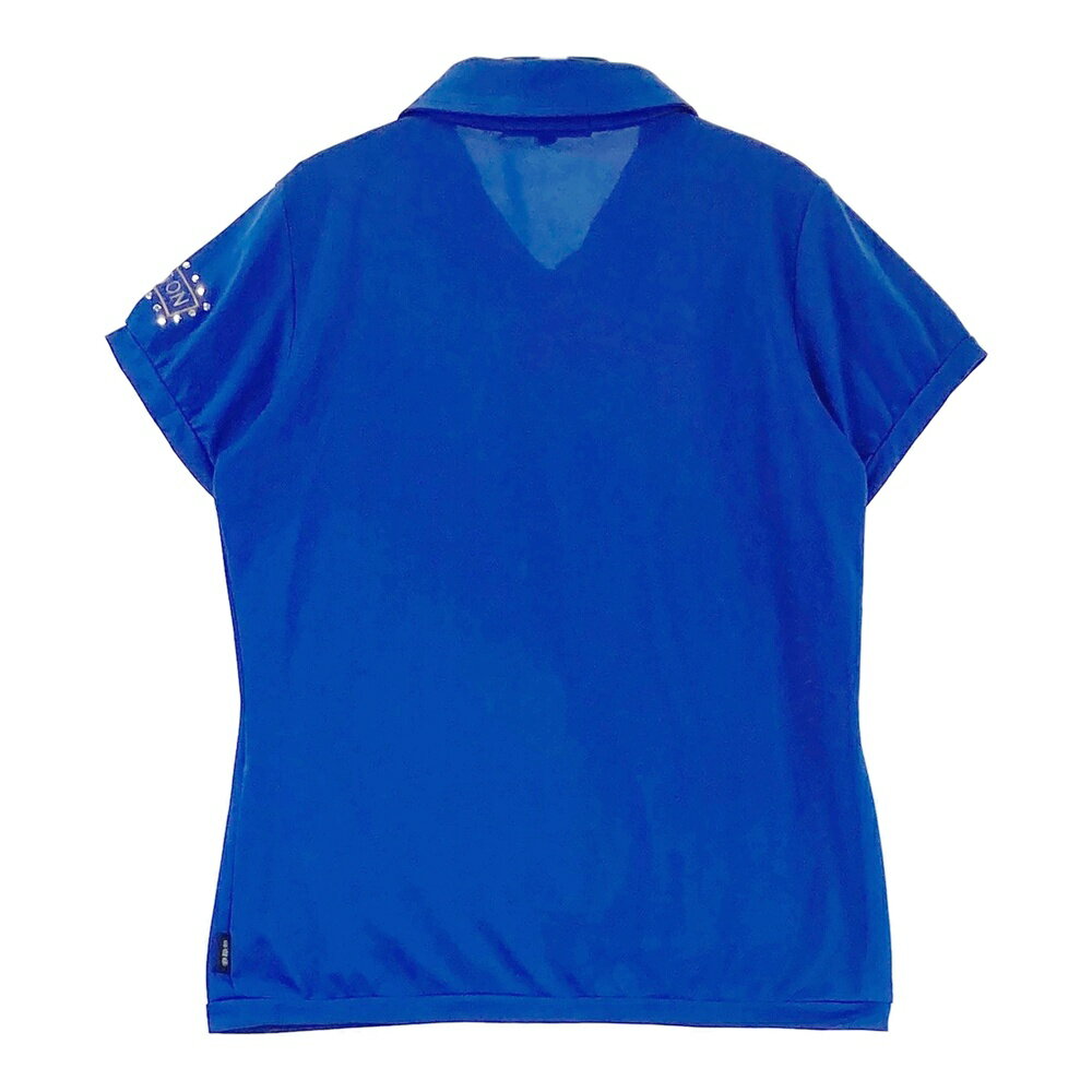 DANCE WITH DRAGON ダンスウィズドラゴン 半袖ポロシャツ ワッペン ブルー系 2 【中古】ゴルフウェア レディース