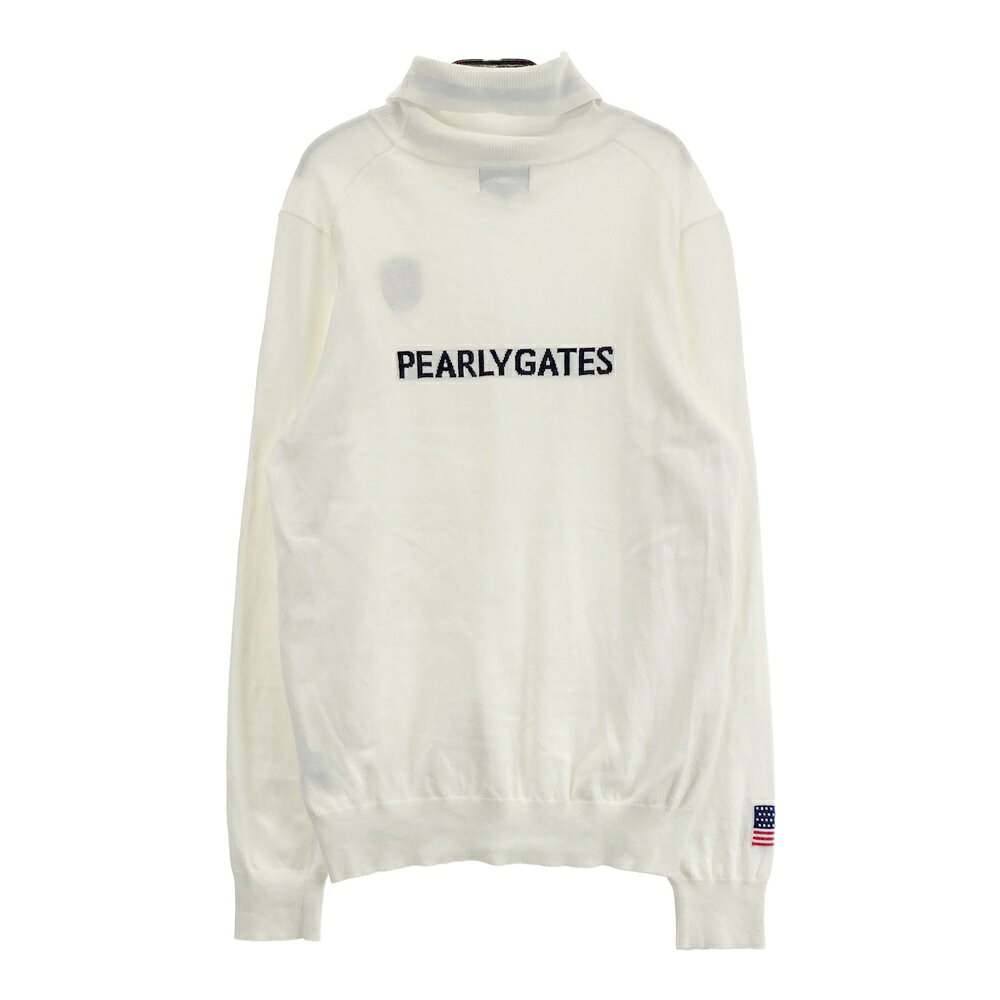 PEARLY GATES パーリーゲイツ タートルネック ニットセーター ホワイト系 2 【中古】ゴルフウェア レディース