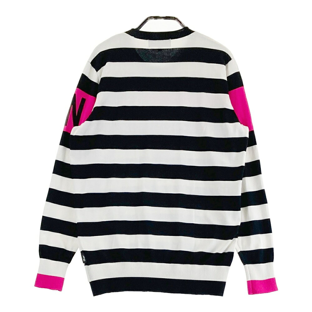 DANCE WITH DRAGON ダンスウィズドラゴン ニットセーター ボーダー柄 ブラック系 2 【中古】ゴルフウェア レディース