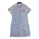 FILA GOLF フィラゴルフ 半袖ワンピース ストライプ柄 ネイビー系 L 【中古】ゴルフウェア レディース