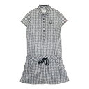 FILA GOLF フィラゴルフ 半袖ワンピース チェック柄 ブラック系 M 【中古】ゴルフウェア レディース