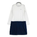 FILA GOLF フィラゴルフ ハイネック 長袖 メッシュ切替ワンピース ネイビー系 M 【中古】ゴルフウェア レディース
