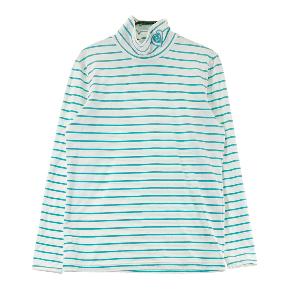 23区GOLF ニジュウサンクゴルフ ハイネック 長袖Tシャツ 裏微起毛 ボーダー柄 ホワイト系 2 【中古】ゴ..