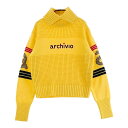 ARCHIVIO アルチビオ ウール混 襟付 ニットセーター イエロー系 38 【中古】ゴルフウェア レディース