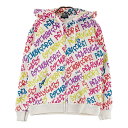 PEARLY GATES パーリーゲイツ 裏起毛 スウェット ジップパーカー 総柄 ホワイト系 1 【中古】ゴルフウェア レディース
