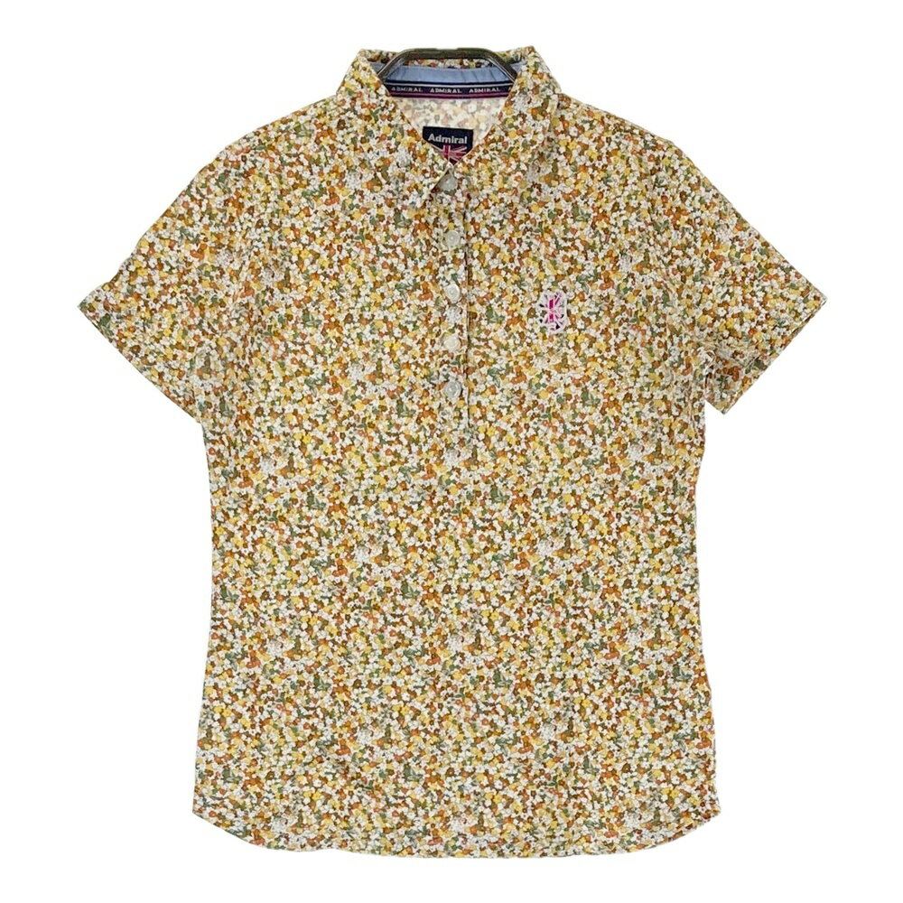 ADMIRAL アドミラル ; 半袖ポロシャツ 花 総柄 イエロー系 M 【中古】ゴルフウェア レディース