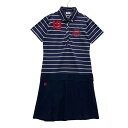 FILA GOLF フィラゴルフ 半袖ポロ ワンピース ボーダー柄 ネイビー系 M 【中古】ゴルフウェア レディース