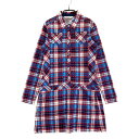 MUNSING WEAR マンシングウェア 長袖ポロワンピース チェック柄 レッド系 S 【中古】ゴルフウェア レディース