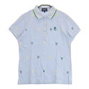 PEARLY GATES パーリーゲイツ 鹿の子 半袖ポロシャツ ウサギ柄 パープル系 1 【中古】ゴルフウェア レディース
