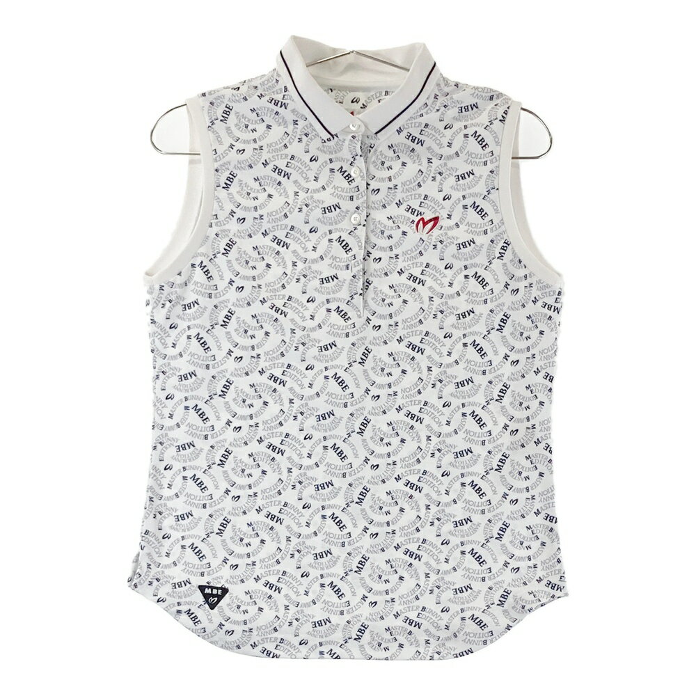 MASTER BUNNY EDITION マスターバニーエディション ノースリーブポロシャツ 総柄 ホワイト系 0 【中古】ゴルフウェア レディース