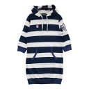 PEARLY GATES パーリーゲイツ フード付五分袖ワンピース ボーダー ネイビー系 0 【中古】ゴルフウェア レディース