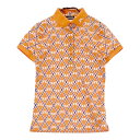 J.LINDEBERG ジェイリンドバーグ 半袖ポロシャツ ロゴ 総柄 オレンジ系 S 【中古】ゴルフウェア レディース