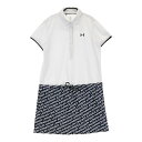 UNDER ARMOUR アンダーアーマー 2025年モデル 6001599 半袖ワンピース ロゴ柄 ホワイト系 L 【中古】ゴルフウェア レディース