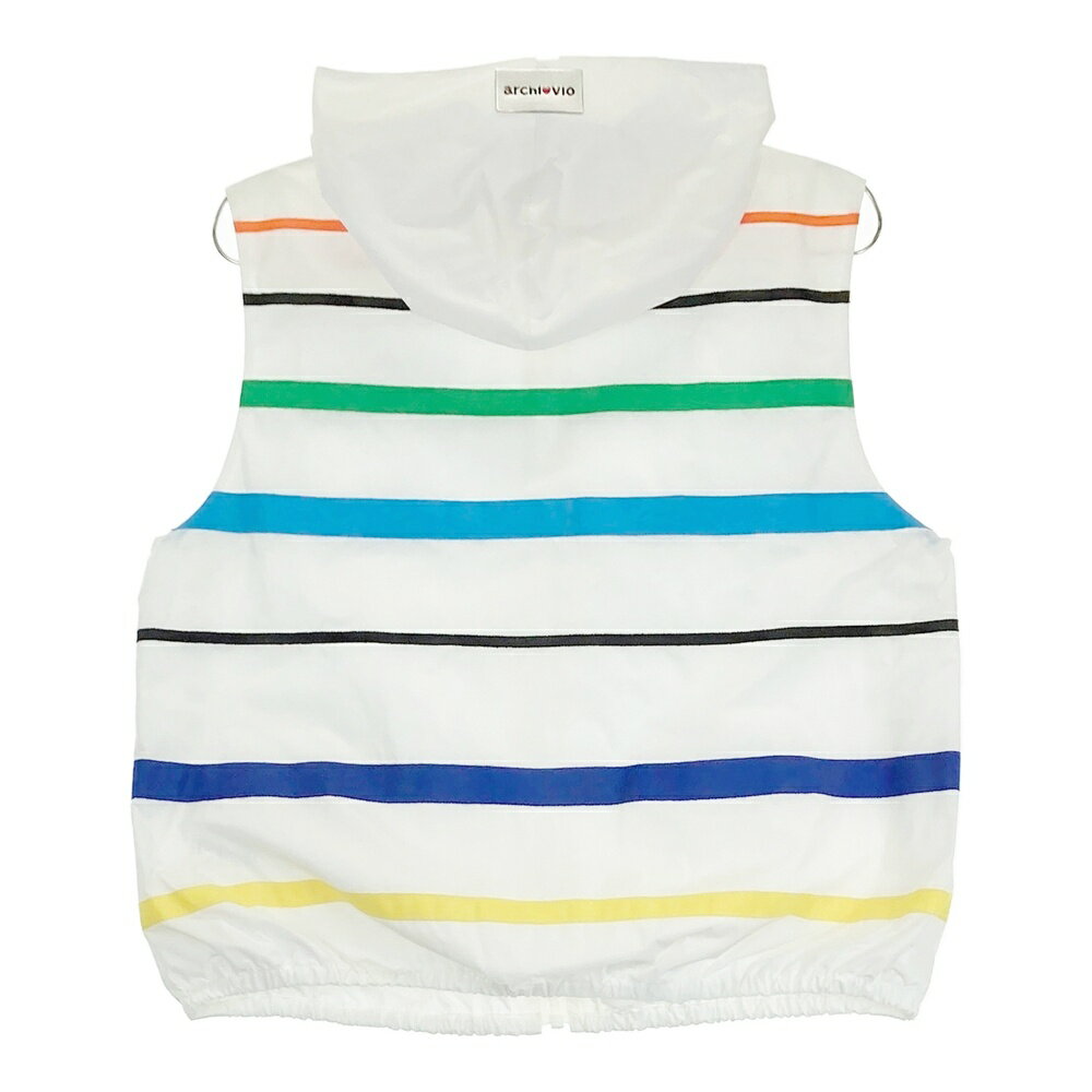 ARCHIVIO アルチビオ フード付 ジップベスト ボーダー柄 ホワイト系 40 【中古】ゴルフウェア レディース