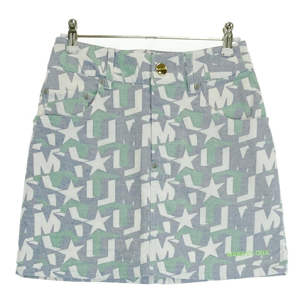 MARK&LONA マークアンドロナ ストレッチスカート 総柄 ブルー系 36 【中古】ゴルフウェア レディース