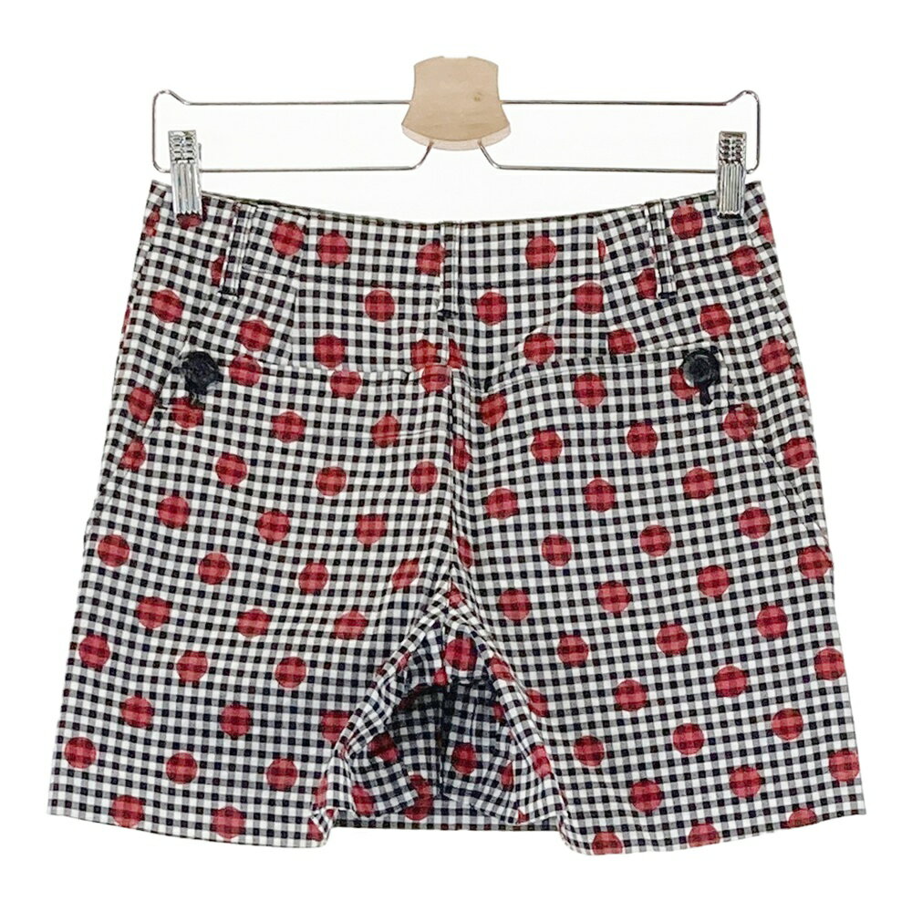 DANCE WITH DRAGON ダンスウィズドラゴン キュロットスカート ドット＆チェック ブラック系 2 【中古】ゴルフウェア レディース