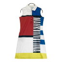 MARK&LONA マークアンドロナ ノースリーブワンピース 総柄 ホワイト系 S 【中古】ゴルフウェア レディース
