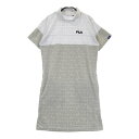 FILA GOLF フィラゴルフ 襟付 パイル地 半袖ワンピース 総柄 グレー系 L 【中古】ゴルフウェア レディース