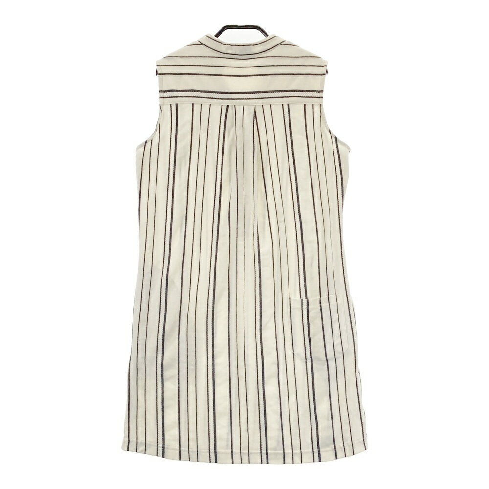 ROSASEN ロサーセン ノースリーブワンピース ストライプ柄 ホワイト系 L 【中古】ゴルフウェア レディース