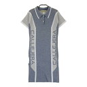 CALLEJERA カジェヘラ 半袖ニットワンピース サイドロゴ ネイビー系 0 【中古】ゴルフウェア レディース
