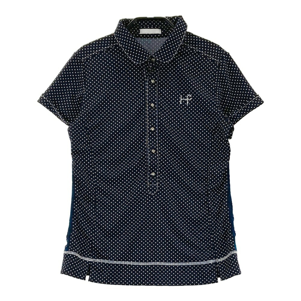 HEAL CREEK ヒールクリーク 半袖ポロシャツ ドット 総柄 ネイビー系 40 【中古】ゴルフウェア レディース