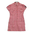 MUNSING WEAR マンシングウェア 半袖 ワンピース ギンガムチェック柄 レッド系 L 【中古】ゴルフウェア レディース