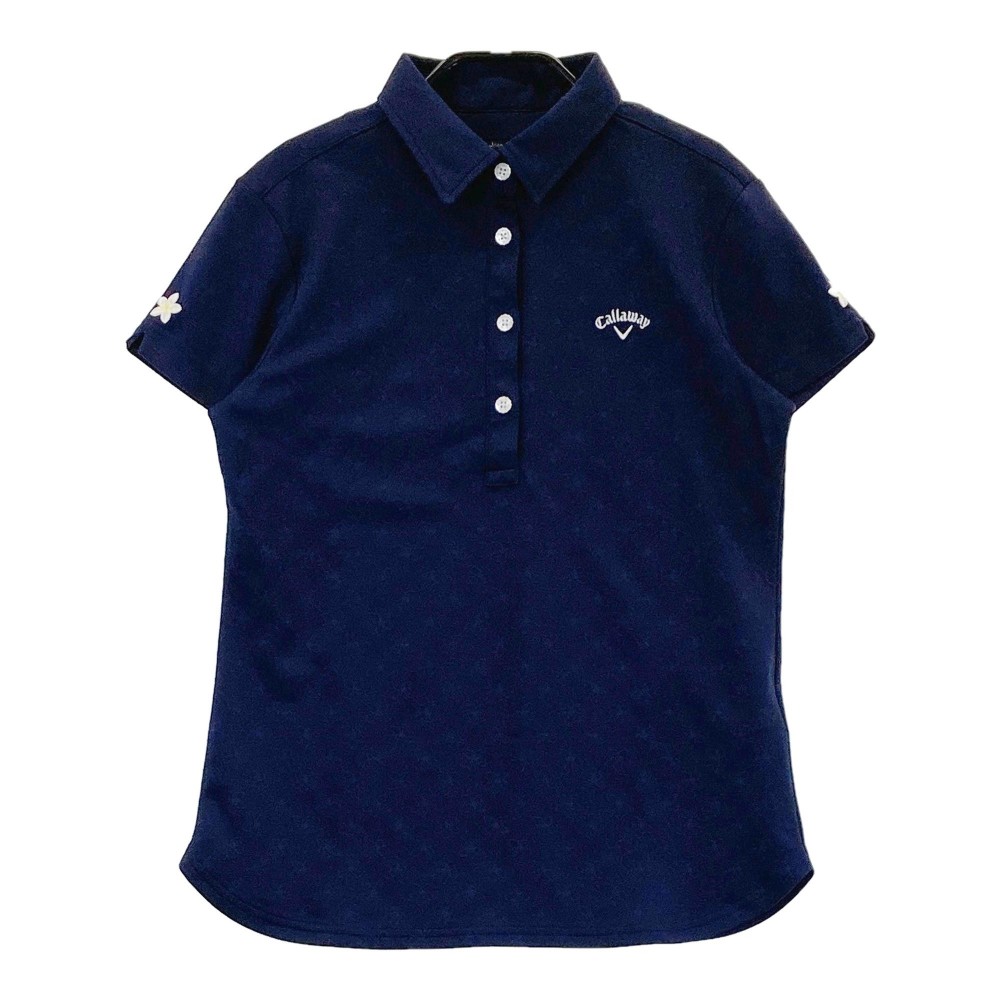 CALLAWAY キャロウェイ 半袖ポロシャツ 花 総柄 ネイビー系 M 【中古】ゴルフウェア レディース