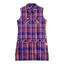 LE COQ GOLF ルコックゴルフ インナー付 ノースリーブポロ ワンピース チェック柄 ピンク系 L 【中古】ゴルフウェア レディース