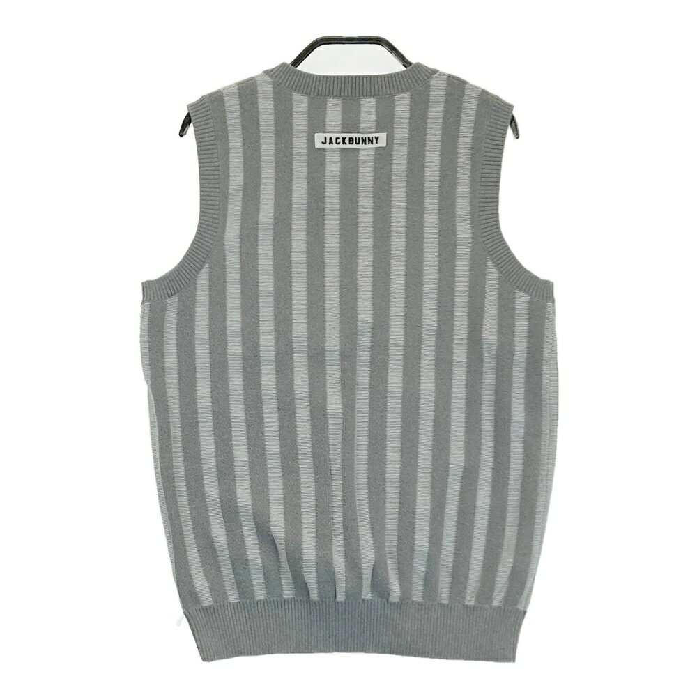 JACK BUNNY ジャックバニー ニットベスト ストライプ柄 グレー系 1 【中古】ゴルフウェア レディース