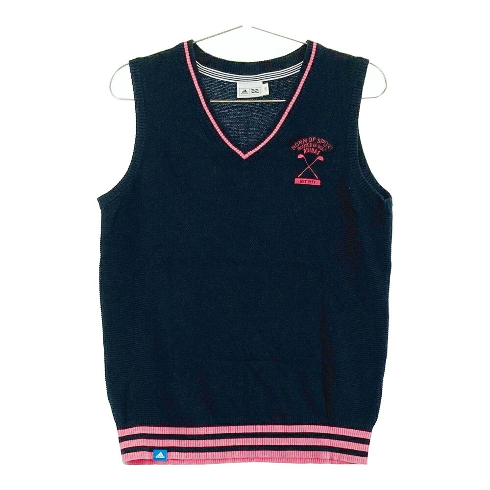 ADIDAS GOLF アディダスゴルフ M73849 CCO91 Vネック ニットベスト ネイビー系 L 【中古】ゴルフウェア..