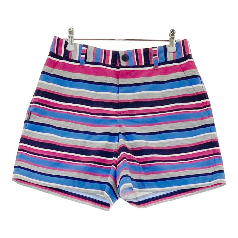 23区GOLF ニジュウサンクゴルフ ショートパンツ ボーダー柄 グレー系 2 【中古】ゴルフウェア レディース