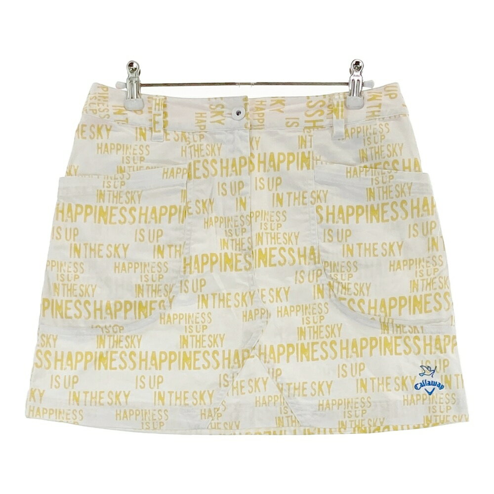 CALLAWAY キャロウェイ ストレッチスカート 総柄 イエロー系 L 【中古】ゴルフウェア レディース
