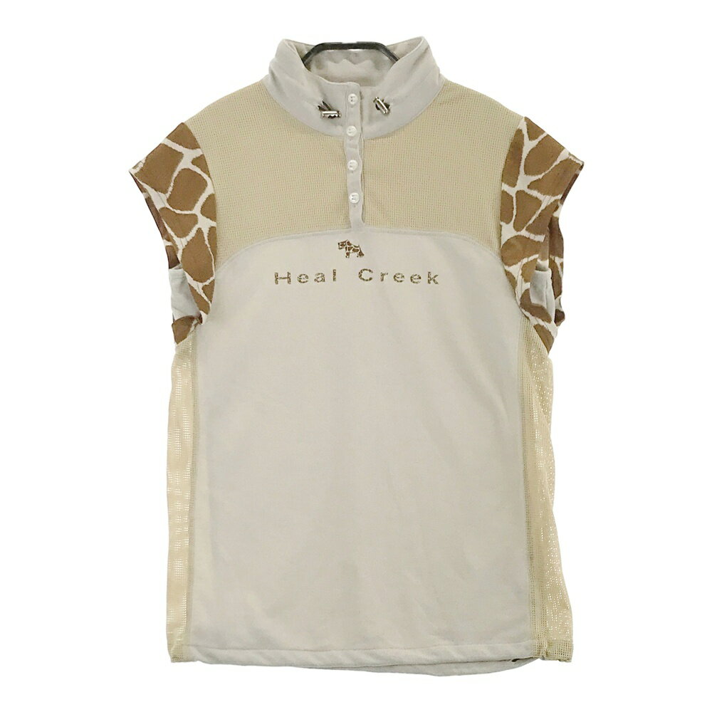 HEAL CREEK ヒールクリーク 002-21651 半袖Tシャツ ベージュ系 40 【中古】ゴルフウェア レディース