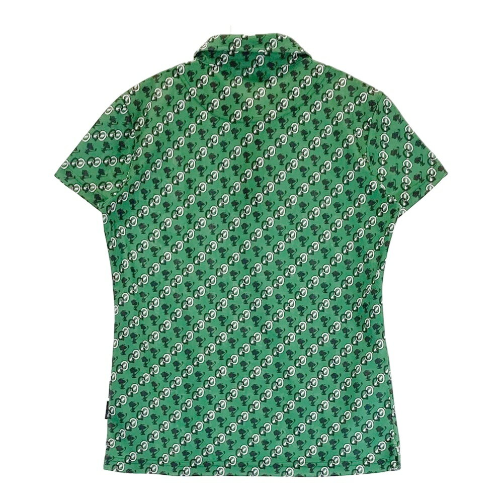 23区GOLF ニジュウサンクゴルフ ;PEANUTS 半袖ポロシャツ スヌーピー総柄 グリーン系 1 【中古】ゴルフウェア レディース