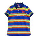 BEAMS GOLF ビームスゴルフ 半袖ポロシャツ ボーダー柄 ブルー系 L 【中古】ゴルフウェア レディース