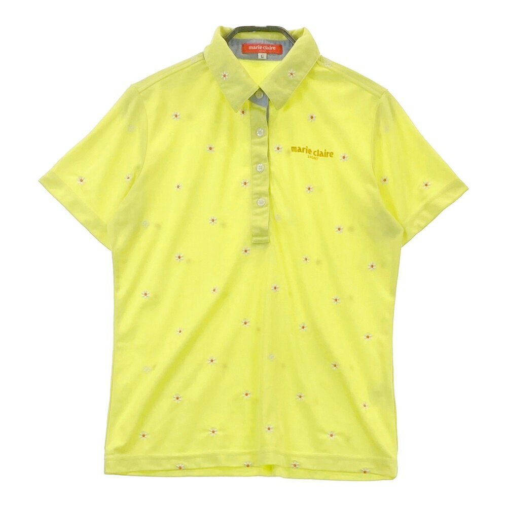 marie claire sport マリクレール スポール MK717612 半袖ポロシャツ 花柄 イエロー系 L 【中古】ゴル..