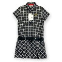 FILA GOLF フィラゴルフ 半袖ワンピース チェック柄 ブラック系 LL 【中古】ゴルフウェア レディース