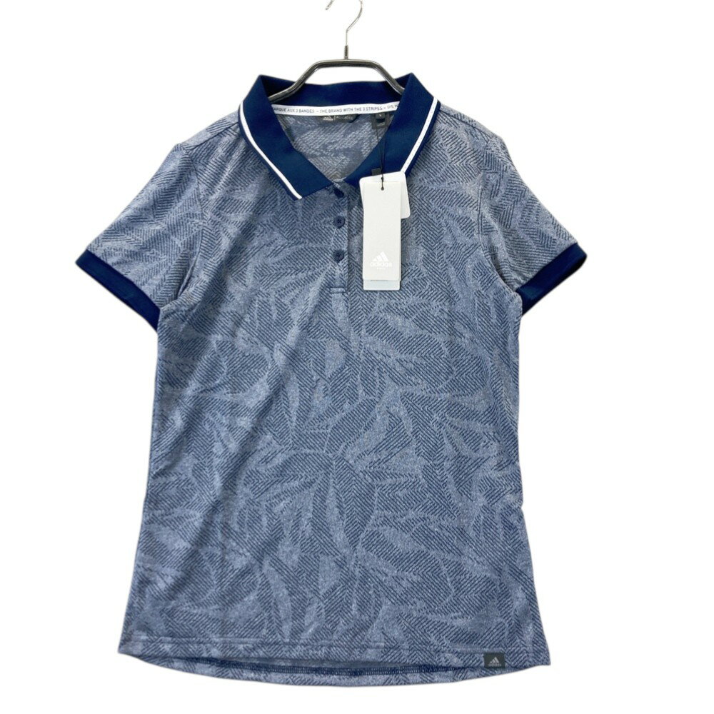 ADIDAS GOLF アディダスゴルフ DW6383 半袖ポロシャツ 総柄 ネイビー系 L 【中古】ゴルフウェア レディース