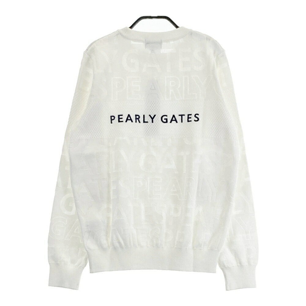 PEARLY GATES パーリーゲイツ 2024年モデル ニットセーター ロゴ 総柄 ホワイト系 1 【中古】ゴルフウェア レディース