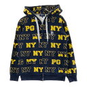 PEARLY GATES パーリーゲイツ スウェットジップパーカー 総柄 ネイビー系 0 【中古】ゴルフウェア レディース