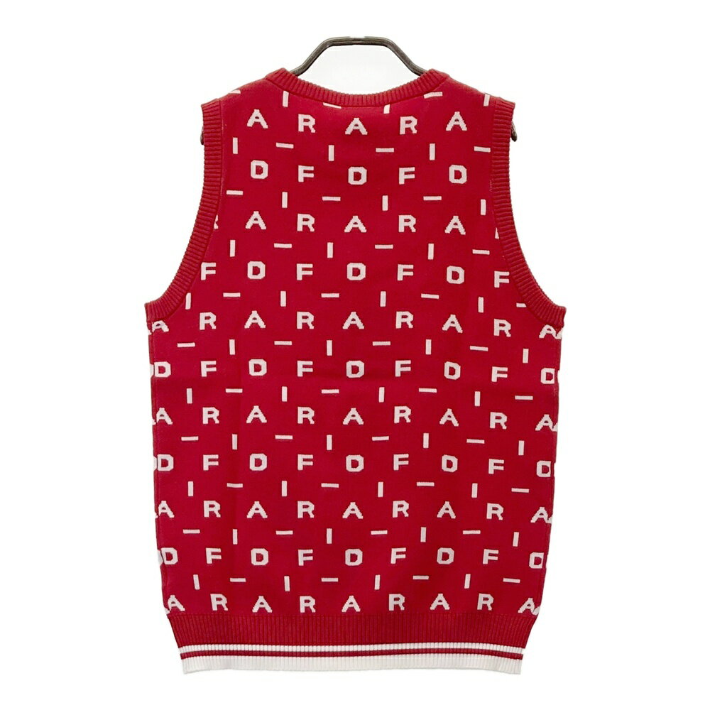 FIDRA フィドラ クルーネック ニットベスト 総柄 レッド系 M 【中古】ゴルフウェア レディース