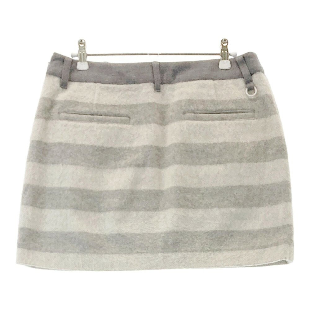 23区GOLF ニジュウサンクゴルフ SKVLYW0438 ウール混 裏地付スカート ボーダー柄 グレー系 67 【中古】ゴルフウェア レディース