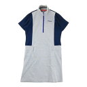marie claire sport マリクレール スポール ハーフジップ 半袖ワンピース ストライプ柄 ネイビー系 L 【中古】ゴルフウェア レディース