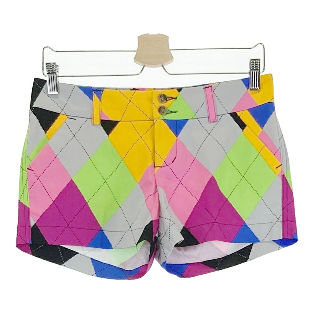 LOUD MOUTH ラウドマウス ショートパンツ パーガイル柄 グレー系 L 【中古】ゴルフウェア レディース